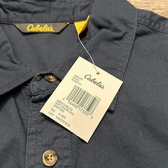 CABELAS SHIRT SHORT SLEEVE BUTTON UP NAVY BLUE 100% COTTON SIZE XL NWT - Picture 4 of 8